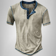 Stefan | Herren Kurzarm Henley-Shirt mit Waffelstruktur und Knopfleiste – Grau