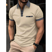 Elias | Herren Kurzarm-Poloshirt Kontrastkragen Slim-Fit – Hellgelb