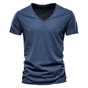Niklas | Herren Kurzarm V-Ausschnitt T-Shirt Slim-Fit – Dunkelblau
