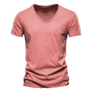Niklas | Herren Kurzarm V-Ausschnitt T-Shirt Slim-Fit – Rosa