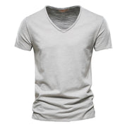 Niklas | Herren Kurzarm V-Ausschnitt T-Shirt Slim-Fit – Hellgrau