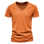 Niklas | Herren Kurzarm V-Ausschnitt T-Shirt Slim-Fit – Orange