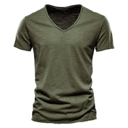 Niklas | Herren Kurzarm V-Ausschnitt T-Shirt Slim-Fit – Grün