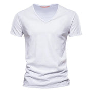 Niklas | Herren Kurzarm V-Ausschnitt T-Shirt Slim-Fit – Weiß