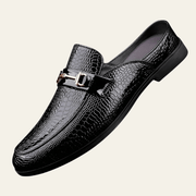 Herren Loafer Elegant mit Metallspange – Schwarz glänzend