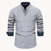 Herren Slim Fit Hemd mit Kontrastkragen – Grau