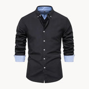 Herren Slim Fit Hemd mit Kontrastkragen – Schwarz