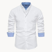 Herren Slim Fit Hemd mit Kontrastkragen – Weiß