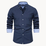 Herren Slim Fit Hemd mit Kontrastkragen – Marineblau
