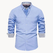 Herren Slim Fit Hemd mit Kontrastkragen – Blau