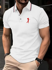 Tobias | Herren Slim-Fit Kurzarm Poloshirt mit Streifenkragen – Weiß