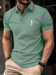 Tobias | Herren Slim-Fit Kurzarm Poloshirt mit Streifenkragen – Bohnengrün