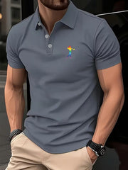 Tobias | Herren Slim-Fit Kurzarm Poloshirt mit Streifenkragen – Hellgrau