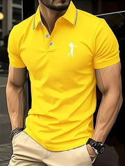 Tobias | Herren Slim-Fit Kurzarm Poloshirt mit Streifenkragen – Gelb