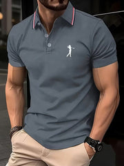 Tobias | Herren Slim-Fit Kurzarm Poloshirt mit Streifenkragen – Grau