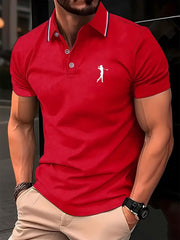 Tobias | Herren Slim-Fit Kurzarm Poloshirt mit Streifenkragen – Rot