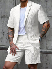 Herren Sommer Zweiteiler Set im Smart Casual Stil – Weiß
