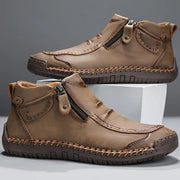 Herren Stiefeletten Lederoptik mit Reißverschluss – Khaki