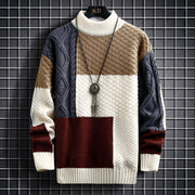 Alexander | Herren Strickpullover Colorblock Grobstrick Cardigan Langarm – Rot