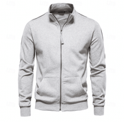 Herren Sweatjacke mit Reißverschluss Slim Fit – Hellgrau