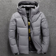 Florian | Herren Winterjacke Gefütterte Kapuzenjacke Abnehmbarer Kapuze Polyester – Hellgrau