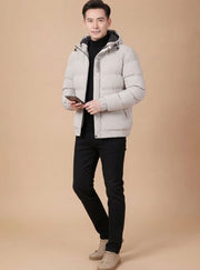 Christian | Herren Winterjacke Gesteppte Kapuzenjacke Warm Gefüttert – Khaki