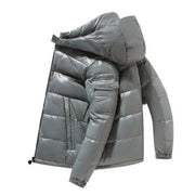 Moritz | Herren Winterjacke Glänzende Daunen-Steppjacke mit Kapuze – Grau