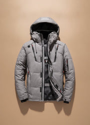 Niklas | Herren Winterjacke Warme Gefütterte Kapuzenjacke Winddicht – Grau
