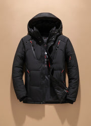 Niklas | Herren Winterjacke Warme Gefütterte Kapuzenjacke Winddicht – Schwarz