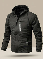 Maximilian | Herren Winterjacke Wasserdichte Kapuzenjacke Warm Gefüttert – Schwarz