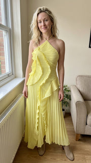 Ada | Damen Elegantes Luftiges Maxikleid – Maxi Kleid Luftig Elegant 2026 – Gelb