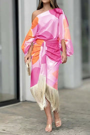 Daniela | Damen Zweiteiliges Set Fransen – Fransen Set Boho Zweiteiler 2026 – Korallenrosa