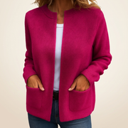 Avenelle - Lässige Strickjacke mit Taschen – Fuchsia