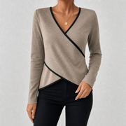 Arceline - Weicher V-Ausschnitt-Pullover – Braun