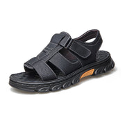 Marlion | Robuste Herren-Ledersandalen mit Anti-Rutsch-Sohle – Schwarz