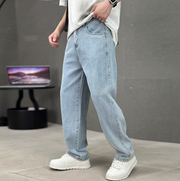 Herren Gerade Geschnittene Blaue Jeans - Klassische Freizeit Denim Hose – Hellblau