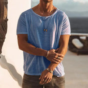 Leon | Herren Oversize T-Shirt Rundhals, lässiges Kurzarm Shirt – Blau