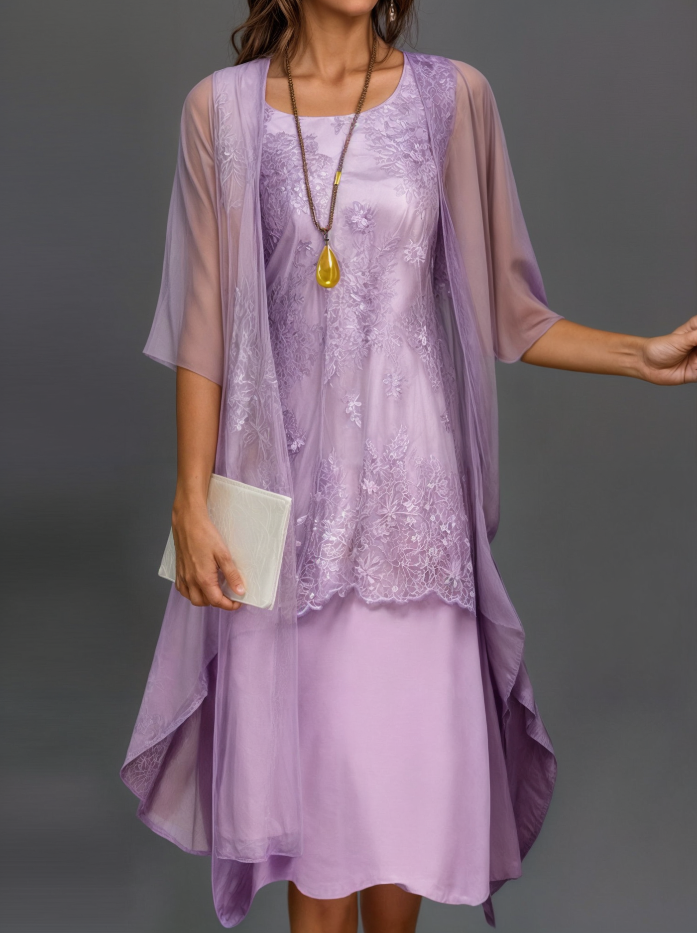 Stilvol Geblümtes A-Linien Kleid mit Weste für Damen – Miray