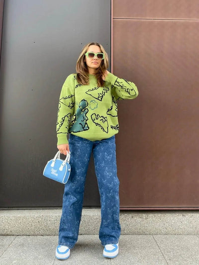 Terra | Bedruckter Dinosaurier-Pullover