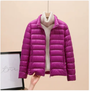 Hannelora - ultraleichte Pufferjacke – Lila Stehkragen