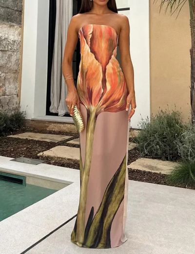 Gala | Langes bedrucktes Kleid