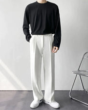 Enzo | High-Waist mit weitem Bein Anzughose – Weiß