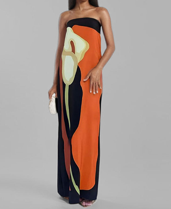 Gala | Langes bedrucktes Kleid