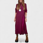 Aravina - Soft-Touch Lagenlook-Set aus Pullover und Kleid – Rot