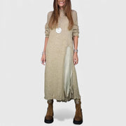Aravina - Soft-Touch Lagenlook-Set aus Pullover und Kleid – Beige