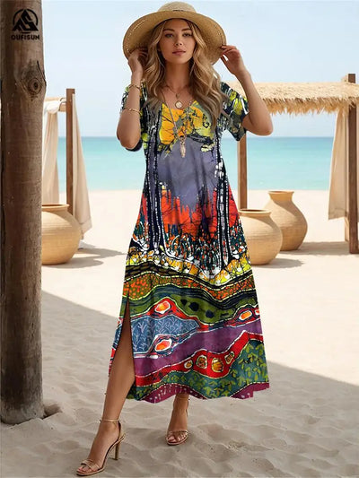 Nora | Patchwork-Kleid im Marmor-Stil