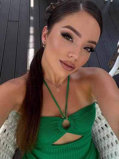 Trendy Rückenfreie Maxi-Strickkleid mit Seitenschlitz für Damen – Liora