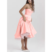 YLIANA | Romantisches Sommer Midi Kleid – Pfirsich