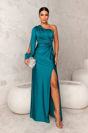 Sommerfeld | Glamouröses One-Shoulder Maxi Kleid – Türkis