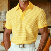 Beren - Strukturiertes Karo-Poloshirt – Gelb